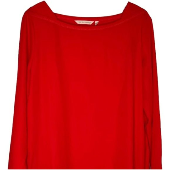 Soft Surroundings Long-Sleeved Lisse Tunic - Red - L - Picture 3 of 10